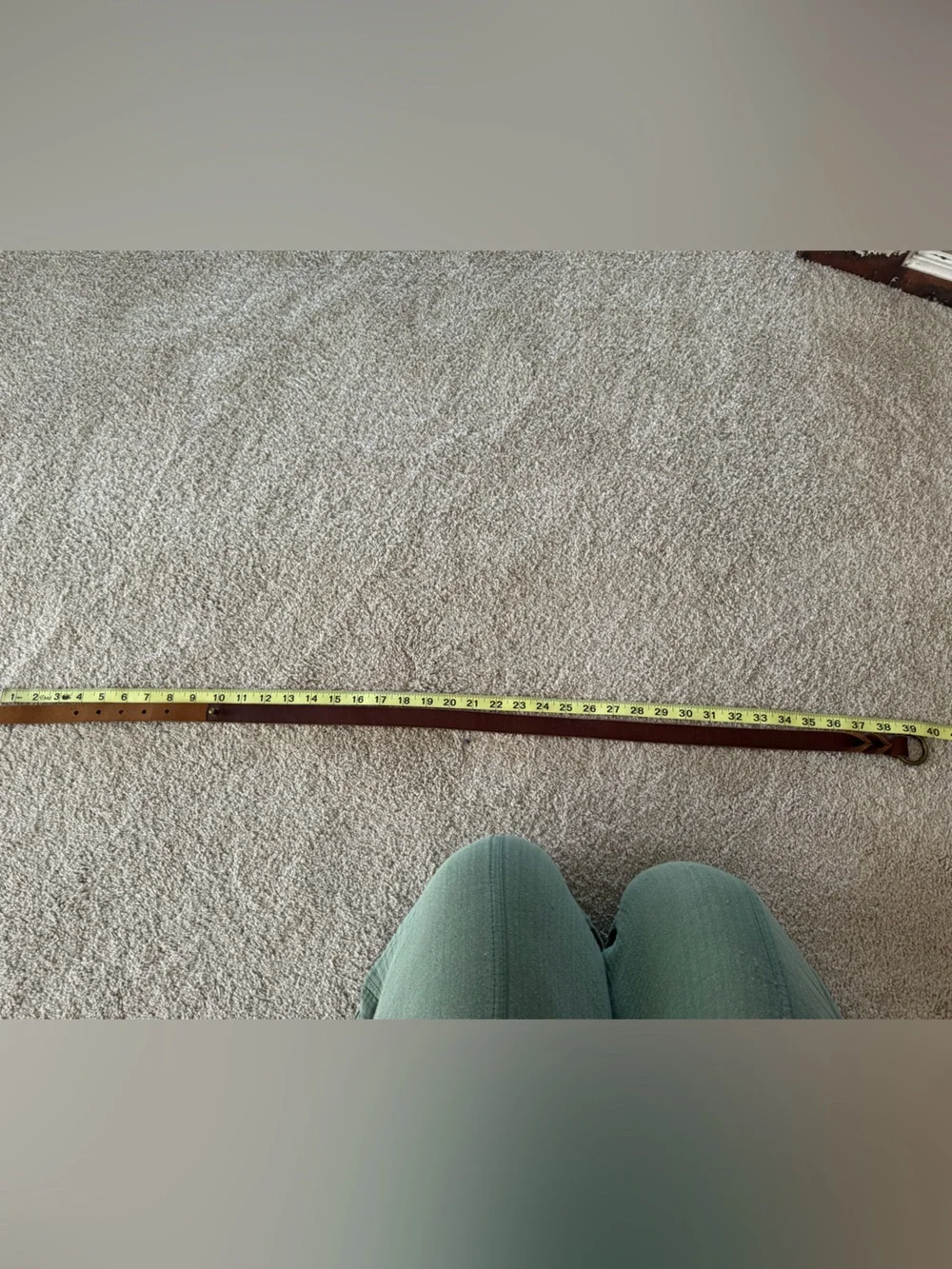 Braided Brown Leather Waist Belt with Antiqued Brass Ring